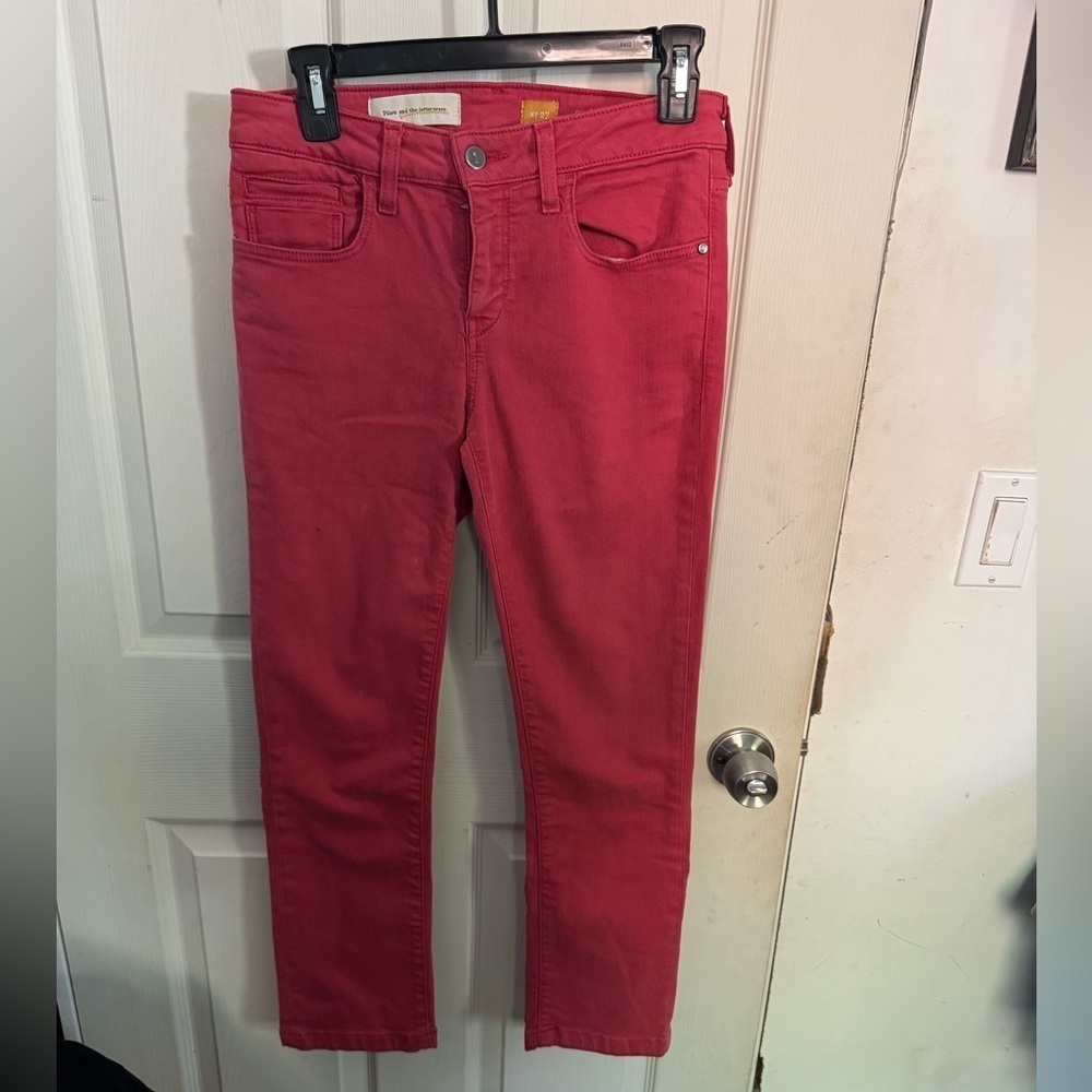 Pilcro & The Letterpress Stet Skinny Jeans Rust Mid Rise Anthropologie Womens 27